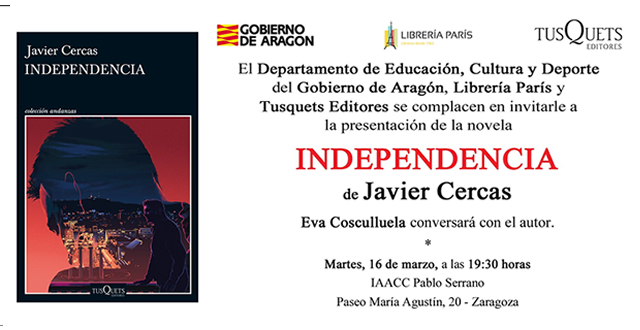 Javier Cercas presenta Independencia en el IAACC Pablo Serrano